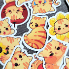 40 Kawaii Cat Stickers, Orange Tabby Cat Stickers, Cute Kitten Stickers - USA