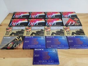 New ListingMixed Lot Of 17 Blank Audio Cassette Tapes Sealed; Maxell XLII 90, Fuji Dr-I