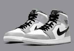 Nike Air Jordan 1 Mid Light Smoke Grey White Black 554724-092 Men’s Shoes NEW