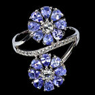 Natural Pear Tanzanite Simulated Cz Gemstone 925 Sterling Silver Jewelry Ring