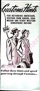 Vintage Customs Hints for Returning Americans from Canada Cuba Mexico Brochure
