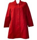 Ann Taylor Trench Coat Small Petite Red Water Resistant Lined Button Closure