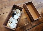 Vintage English Leather Wood Box without  4oz Lotion w Buttons Pins Hairpins