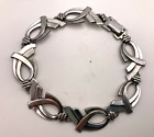 W.E. Richards 1940's Sterling Silver Crossover Ribbon Style Link Bracelet 6 7/8