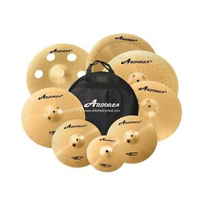 Arborea Cymbal Pack for Drum 8 pcs Super Polishing Cymbals Set Brilliant Gold...