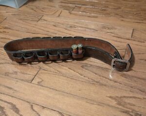 TOOLED LEATHER SHOTGUN SHELL AMMO BELT Holds 24  12 gauge SASS Made In USA