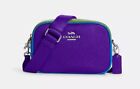 COACH Mini Jamie Camera Bag In Colorblock Leather Sport Purple Green Neon Multi
