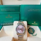 Unworn Rolex Oyster Perpetual Ladies Pink Dial Watch 34mm 124200, Complete