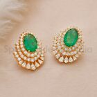 H/Si Diamond Zambian Emerald Earrings 14k Yellow Gold Wedding Jewelry 12.19 Tcw