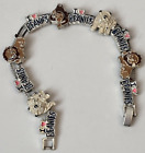 Vintage I Love Beanies Silver Tone Sliding 7” Charm Bracelet With Slider Charms