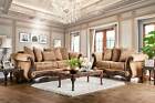 NEW Traditional Living Room Wood Trim & Tan Fabric Sofa Couch Loveseat Set IRCZ