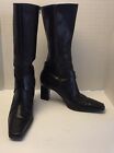 Franco Sarto Womens Size 10M Block High Heel Dark Brown Leather Boots 11” Calf