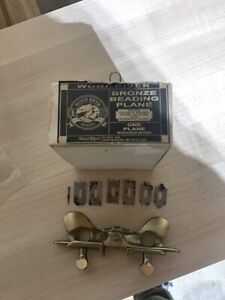 Vintage Woodcraft Brass Beading Hand Plane With Multiple Blades And Original Box