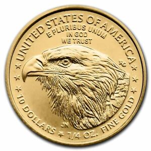 CH/GEM BU 2021 1/4 OZ. $10 AMERICAN EAGLE GOLD UNITED STATES COIN TYPE 2