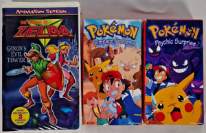 The Legend of Zelda Ganon's Evil Tower VHS Tape 1998 + 2 Pokemon