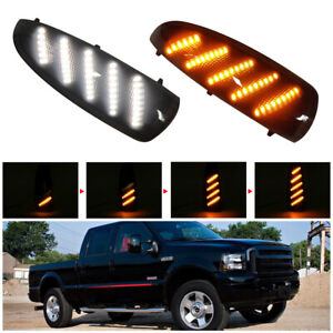 For 03-07 Ford F250 F350 F450 F550 Smoke Side Mirror Amber LED Flow Mirror Light