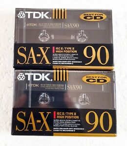2 TDK SA-X 90 Minute Blank Cassette Tapes USA/Japan