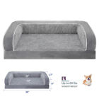 Large Dog Bed Orthopedic Foam 3Side Bolster Gray Pet Sofas with Removable Cover