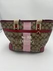 Women’s Coach Heritage Leather Tote Bag Purse Pink & Brown