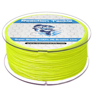 Reaction Tackle Braided Fishing Line / Braid - Hi Vis Yellow 4 and 8 Strands