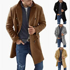 Men's Woolen Trench Coat French Business Overcoat Jacket Winter Warm Long Coat