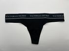 Victoria's Secret Panties NWT Size Large L Solid Black Cotton VS Logo Thong NEW