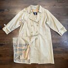 Burberry Mens Authentic Tan Trench Coat With Wool Liner Size 42R Double Breasted