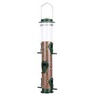Wild Bird Feeder Squirrel Proof 6 Port Tube Feeder for Outside Green Metal Clear