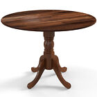 Rustic Dining Table Wooden Dining Table w/ Round Tabletop & Curved Trestle Legs