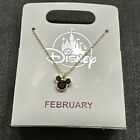 Disney Parks Mickey Birthstone Swarovski Crystal Gold Tone February Necklace
