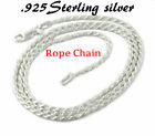 Sterling Silver Necklace Diamond-Cut Rope Chain 1.2mm 925 Sterling Silver Rope
