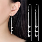 Women 925 Silver Tone Tassel Threader Butterfly Dangle Drop Pull Earrings I48