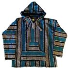Mexican Baja Hoodie Hippie Surf Poncho Sweater Sweatshirt Pullover Jerga XL