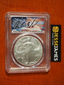 2022 (W) SILVER EAGLE PCGS MS70 FIRST DAY OF ISSUE PAUL BALAN SIGNED FLAG LABEL