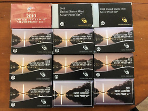 2010-2021 United States SILVER Proof Sets - 12 Consecutive Years
