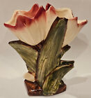 Vintage McCoy Double Tulip Cream, Green & Pink Pottery Vase Approx. 8.5