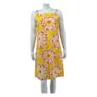 Marimekko Womens Dress Size 38 US Small 8 Yellow Orange Bold Flowers 100% Cotton