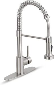 Kitchen Faucet Stainless Steel Sink Tap Single Handle Pull Out & Down Sprayer