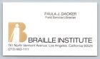 Vintage Business Card Braille Institute Dacker Librarian Los Angeles California
