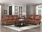 NEW SPECIAL - Traditional Living Room Brown Leather Sofa Couch Loveseat Set IG5Q