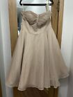 Dolly Couture for Unique Vintage Tea Length Strapless Dress Champagne Size 16