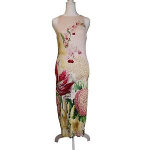 Ted Baker Dress Womans 2 Pink Floral Julee Print Bodycon Sheath Gown