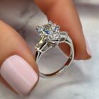 2.00 Ct Pear Cut Moissanite Solitaire Engagement Ring In 14K White Gold Plated