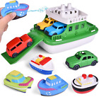 Toy Boat Bath Toys for Toddlers with 4 Mini Car Toys and 4 Bath Boat Squirters,