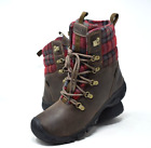 Keen Greta Women's Brown Red Plaid Insulated Waterproof Tie Snow Boots Size 9.5