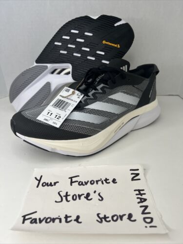 Adidas Adizero Boston 12 Wide Men's Running Shoes Black White H03613 NEW Size 11