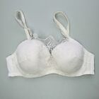 Maidenform Lace Cami Bra 38B White Lined Cup Underwire Convertible Straps