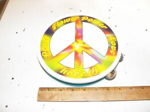 Vintage Hippie Tambourine - Flower Power, Peace, Love, Groovy
