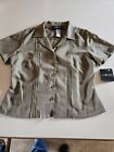 Sag Harbor Petite Women's Beige Button Up Blouse Work Office Tan Size Small