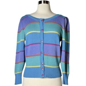 Avon Fashions Striped Cardigan Sweater Vintage 80's Made In USA Women's 10 (M)